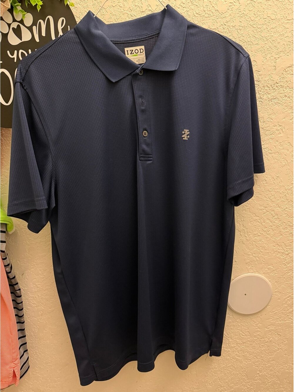 IZOD Men's Navy Blue Short Sleeve Polo Shirt
